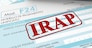 close up view of F24 form for italian taxes,the word irap and an electronic calculator (3d render)