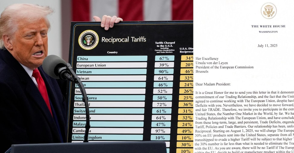 Trump, stangata sull’Europa: da agosto dazi al 30%