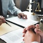 Lawyer Legal counsel presents to bid sale judgment mallet with judge
Real estate auction bid property sale judgment