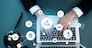Smart law, legal advice icons and lawyer working tools in the lawyers office showing concept of digital law and online technology of astute law and regulations .