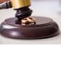 Judge gavel deciding on marriage divorce