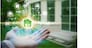 Hand holding with property investment Icons over the Network connection on property background, Property investment concept.