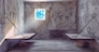 dirty jail cell interior. 3d concept