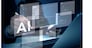 AI artificial intelligence technology and machine learning development programming concept with a businessman innovation writing code data technology on a holographic screen.