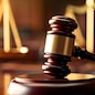 Law and authority lawyer concept, judgment gavel hammer in court courtroom for crime judgement legislation and judicial decision, judge having justice of punishment guilt - ai generated