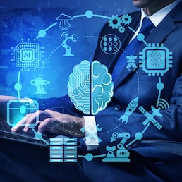 Artificial intelligence concept with businessman
