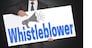 Whistleblower poster is held by businessman.