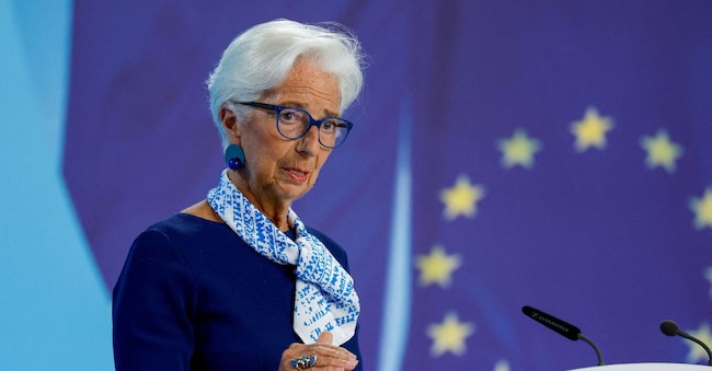 La presidente della Bce Christine Lagarde nel corso della conferenza stampa del 24 luglio 2025 REUTERS/Heiko Becker/File Photo
