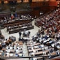 Panoramica dell'aula di Montecitorio,durante il seguito della discussione del disegno di legge per l'adempimento degli obblighi derivanti dall'appartenenza dell'Italia all'Unione Europea- Legge europea 2014 (C. 2977-A), Roma, 9 giugno 2015.   ANSA/MAURIZIO BRAMBATTI