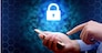 Cyber security concept. businessman using smartphone with lock network icon.