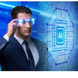 Artificial intelligence concept with businessman