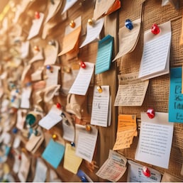 Community notice board filled with various announcements, events, and local news, serving as an important hub for community information and engagement.