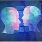 Deepfake or deep fake technology as AI or artificial intelligence as a biometrics fake visual identity concept as a fake news cyber threat to deceptively influence social issues in a 3D illustration style.