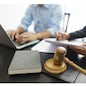 Lawyer and legal concept, Businessman typing on laptop as senior lawyer explain detail of contract.