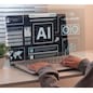 Artificial Intelligence concept. A student learning about AI technology at home. AI assistant to help learning.