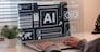Artificial Intelligence concept. A student learning about AI technology at home. AI assistant to help learning.