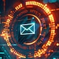 A close-up of a digital certificate icon on an email interface, ensuring encryption