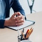 Close up interviewer interview candidate apply for job at meeting room in office