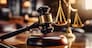 Close-up of gavel on judge desk, symbolizing court trial, justice and legal decisions in courtroom