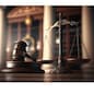 Judge gavel and Scales of Justice in the Court Hall created by generative AI