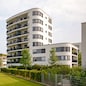 Modern residential tower, apartment building in a new urban development