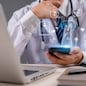 Futuristic AI assistant for online medical consultation and healthcare analytics. Artificial intelligence healthcare enhancing remote consultation and patient care. digital health and telemedicine.