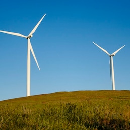 Wind farm located on rolling hills --- Image by © David Papazian/Corbis