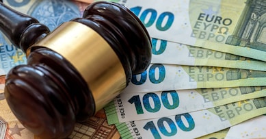 Judge's gavel on  euro bills background.  bribery or corruption concept