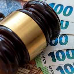 Judge's gavel on  euro bills background.  bribery or corruption concept