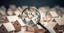 Searching new house for purchase. Rental housing market. Magnifying glass near residential building. Created with Generative AI