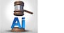 Artificial Intelligence Laws as a technology regulation for AI as legal and ethical issues for copyright and intellectual property implications for criminal justice and legality to regulate content usage with 3D illustration elements.
