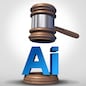 Artificial Intelligence Laws as a technology regulation for AI as legal and ethical issues for copyright and intellectual property implications for criminal justice and legality to regulate content usage with 3D illustration elements.