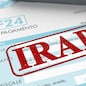 close up view of F24 form for italian taxes,the word irap and an electronic calculator (3d render)