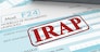 close up view of F24 form for italian taxes,the word irap and an electronic calculator (3d render)
