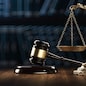 Law Legal System Justice Crime concept. Mallet Gavel Hammer and Scales on table. 3d Render illustration.