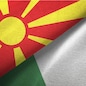 2DB5KDB North Macedonia and Italy two flags textile cloth, fabric texture