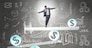 Businessman balancing in financial dollar concept
