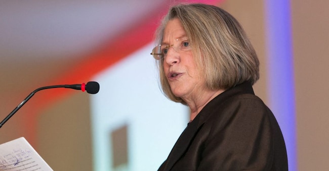 La professoressa del New Yorker Nancy Fraser tiene una conferenza sul tema "Dalla crisi al cambiamento?" presso la Fondazione Einstein di Berlino. (Foto di Moritz Vennemann / picture alliance / dpa Picture-Alliance via AFP)