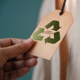 Recycling Products Concept. Organic Cotton Recycling Cloth. Zero Waste Materials. Environment Care, Reuse, Renewable for Sustainable Lifestyle. Recycle Icon show on Tag