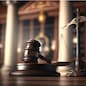 Judge gavel and Scales of Justice in the Court Hall created by generative AI