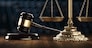 Law Legal System Justice Crime concept. Mallet Gavel Hammer and Scales on table. 3d Render illustration.