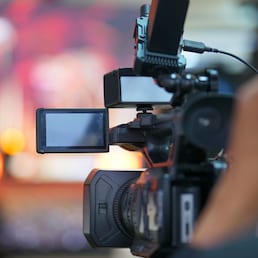 video camera with stream at a concert, live broadcast of the press conference stream to the Internet.