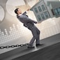Businessman in mortgage debt financing concept