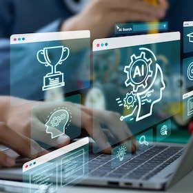 AI artificial intelligence, STEM. Teenage students engage in hands-on STEM education, building robots and learn to use artificial intelligence through coding and programming.STEM education concept.