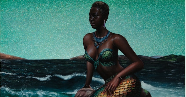 Amani Bodo, “Mamiwata”, 2025, acrilico su tela, 134x124cm. Acquisito da Rebecca Russo per Videoinsight® Collection da Primo Marella Gallerya 15.000 euro.
