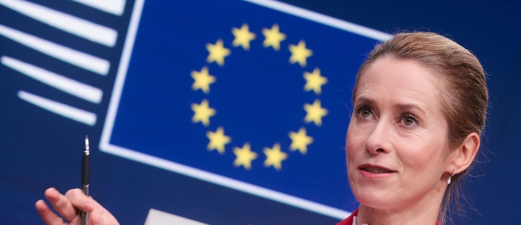 L'Alto rappresentante dell'Unione europea per gli affari esteri Kaja Kallas tiene una conferenza stampa dopo una videoconferenza informale dei ministri degli Affari esteri a Bruxelles, in Belgio, il 26 novembre 2025. 