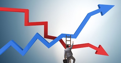 Business concept of both crisis and recovery