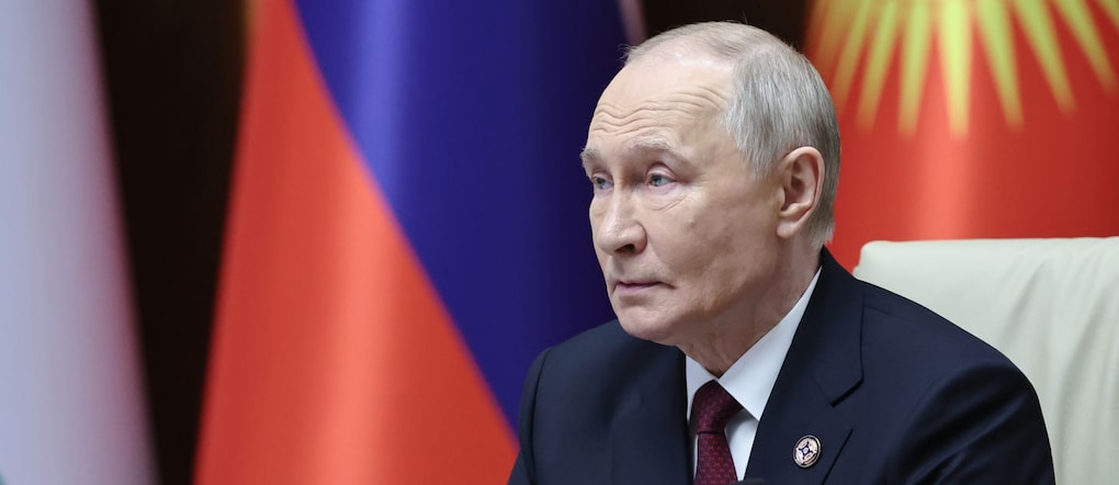 Il presidente russo Vladimir Putin partecipa al vertice dell'Organizzazione del Trattato di Sicurezza Collettiva (CSTO) presso il complesso amministrativo Yntymak-Manas Ordo, a Bishkek, in Kirghizistan, giovedì 27 novembre 2025. (Alexander Kazakov, Sputnik, Foto del Cremlino via AP) Stampa associata/Lapresse Solo Italia e Spagna