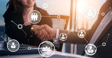 Human Resources Recruitment and People Networking Concept. Modern graphic interface showing professional employee hiring and headhunter seeking interview candidate for future manpower.