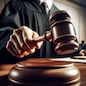 A judge's hand is poised to administer justice with a gavel in a courtroom, symbolizing the weight of judicial decisions
